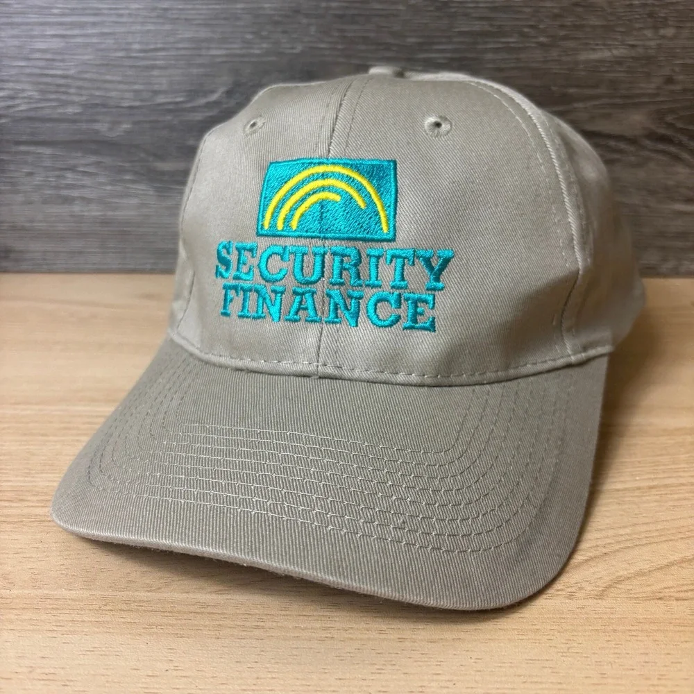 Security Finance Hat‎ Cap Strap Back Beige Brown Adjustable